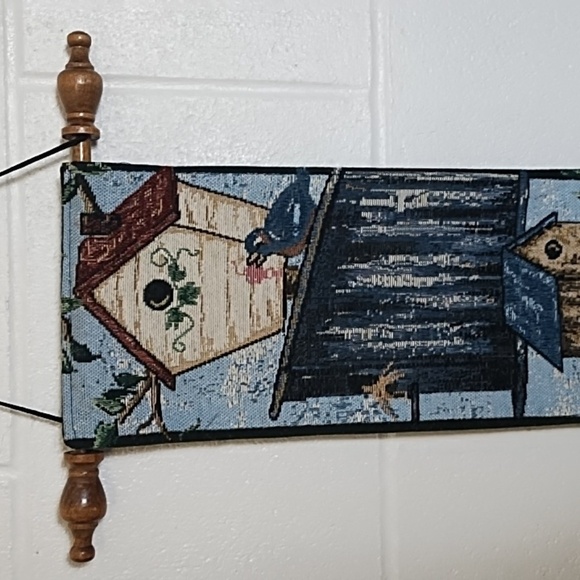 2 Vintage Tapestries Welcome Bird Lovers Cottagecore Decor Approx 36X6 - Picture 2 of 13
